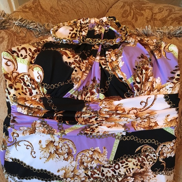 Cache Tops - Cache Side Zip Halter Top!! NWT